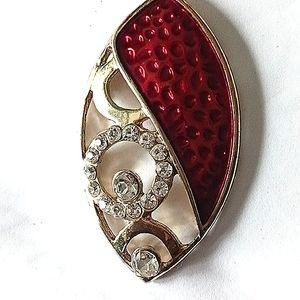 VINTAGE 80'S GOLD NECKLACE   WITH RED PENDANT